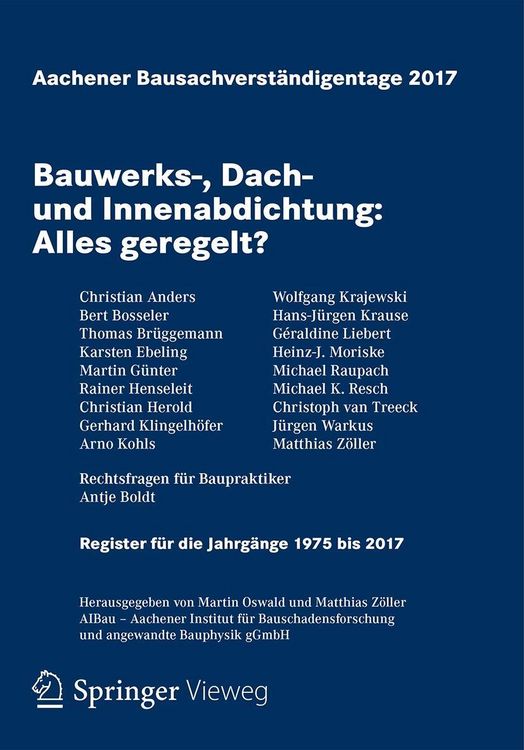 Produktbild: Aachener Bausachverst&auml;ndigentage 2017