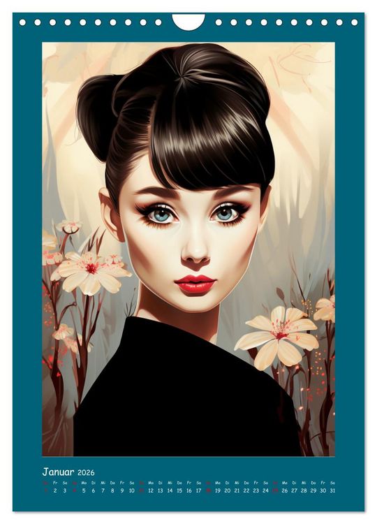 Produktbild: Glanz der Filmdiven. Art Nouveau Paintings im Poster-Stil (Wandkalender 2026 DIN A4 hoch), CALVENDO Monatskalender