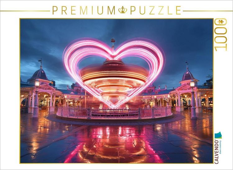 Produktbild: CALVENDO Puzzle Ein Herz aus Licht ist f&uuml;r all die Liebe, die die Nacht zum Leuchten bringt | 1000 Teile Lege-Gr&ouml;&szlig;e 64x48cm Foto-Puzzle f&uuml;r gl&uuml;ckliche