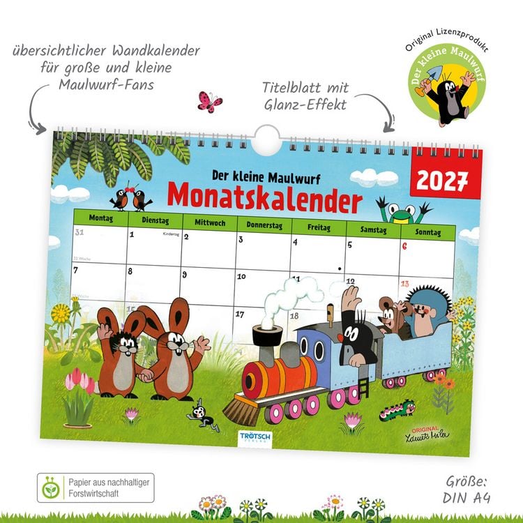 Produktbild: TR&Ouml;TSCH - Der kleine Maulwurf Monatsterminer Monatskalender 2027
