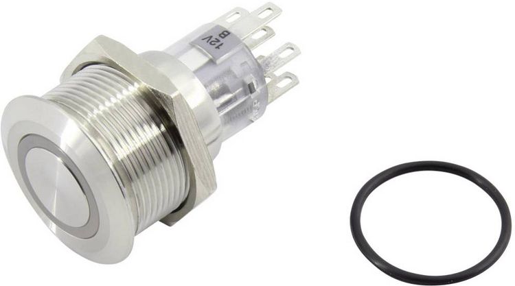 Produktbild: TRU COMPONENTS 1602473 TC-GQ22-A-22E/W/12V/S203 Drucktaster 250 V 5 A 2 x Aus/(Ein) tastend Wei&szlig; IP65 1 St.