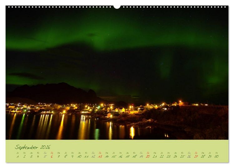 Produktbild: Nordlicht-Zauber auf den Lofoten. Aurora borealis (Wandkalender 2026 DIN A2 quer), CALVENDO Monatskalender