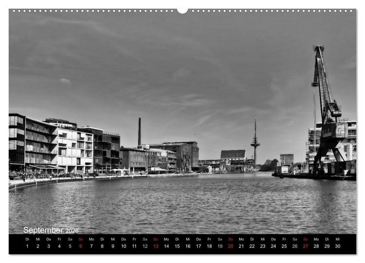 Produktbild: M&uuml;nster in schwarz-wei&szlig; gesehen (Wandkalender 2026 DIN A2 quer), CALVENDO Monatskalender