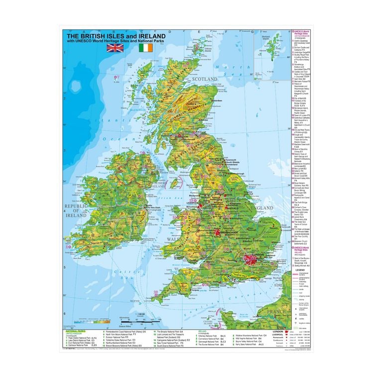 Produktbild: The British Isles and Ireland with UNESCO World Heritage Sites and National Parks (engl.)