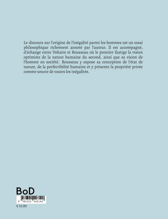 Produktbild: Discours sur l'origine et les fondements de l'in&eacute;galit&eacute; parmi les hommes