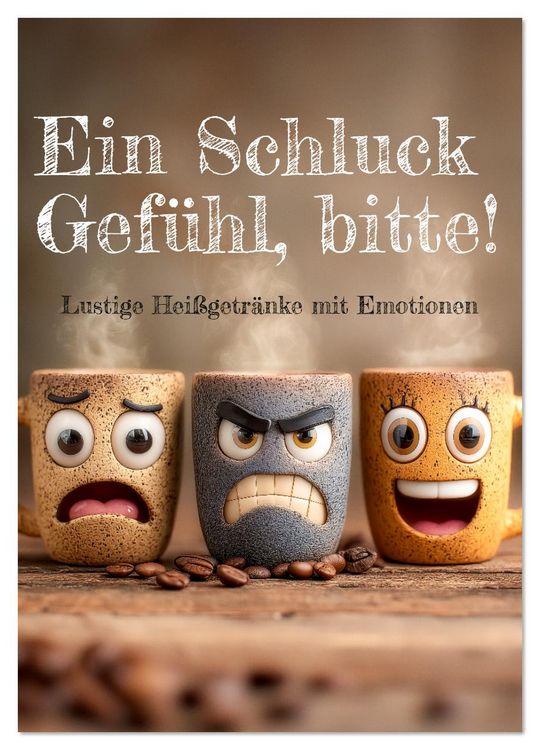 Produktbild: Ein Schluck Gef&uuml;hl, bitte! - Lustige Hei&szlig;getr&auml;nke mit Emotionen (Wandkalender 2026 DIN A2 hoch), CALVENDO Monatskalender