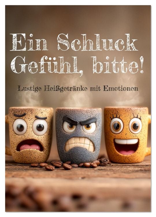 Produktbild: Ein Schluck Gef&uuml;hl, bitte! - Lustige Hei&szlig;getr&auml;nke mit Emotionen (Wandkalender 2026 DIN A3 hoch), CALVENDO Monatskalender