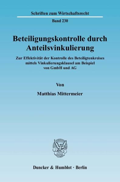 Produktbild: Beteiligungskontrolle durch Anteilsvinkulierung.