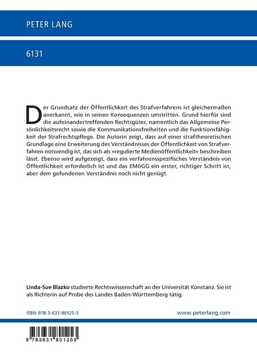 Produktbild: Medien&ouml;ffentlichkeit des Strafverfahrens