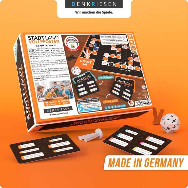 Produktbild: DENKRIESEN - STADT LAND VOLLPFOSTEN&reg; Brettspiel + Junior Erweiterung