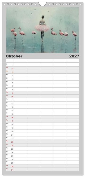 Produktbild: Familienplaner 2027 - Im Pas de Deux mit der Stille mit 5 Spalten (Wandkalender, 21 x 45 cm) CALVENDO