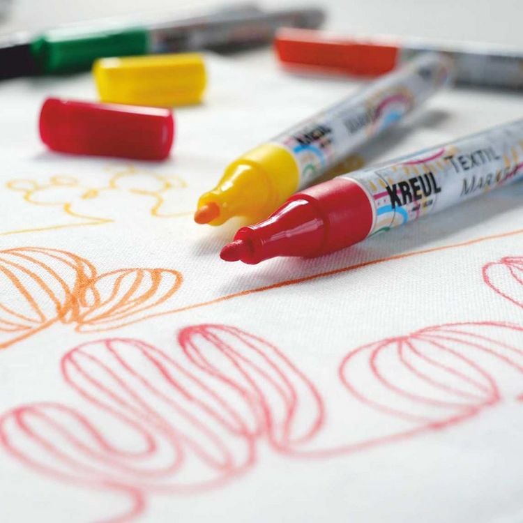 Produktbild: KREUL Textilmarker fine 6 Teile Kartonetui