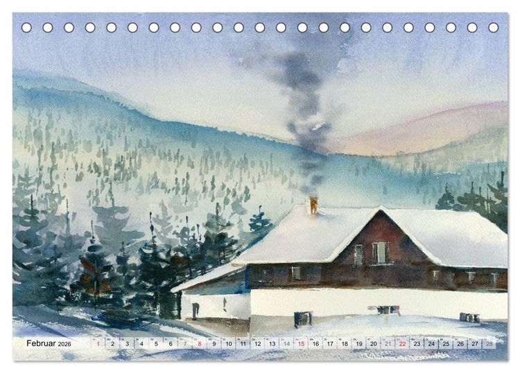 Produktbild: Jahreszeiten Aquarelle (Tischkalender 2026 DIN A5 quer), CALVENDO Monatskalender