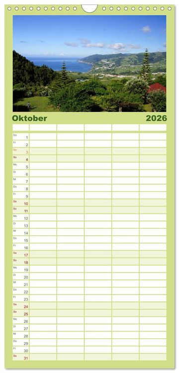 Produktbild: Familienplaner 2026 - Azoren - Ein Naturerlebnis mit 5 Spalten (Wandkalender, 21 x 45 cm) CALVENDO