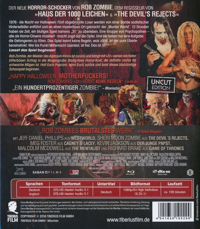 Produktbild: 31 - A Rob Zombie Film - Uncut