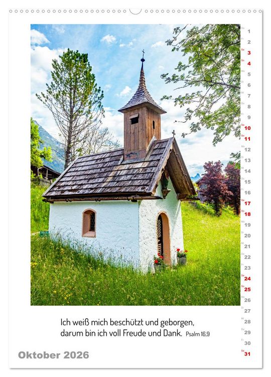 Produktbild: Kapellen mit Bibelzitaten (hochwertiger Premium Wandkalender 2026 DIN A2 hoch), Kunstdruck in Hochglanz