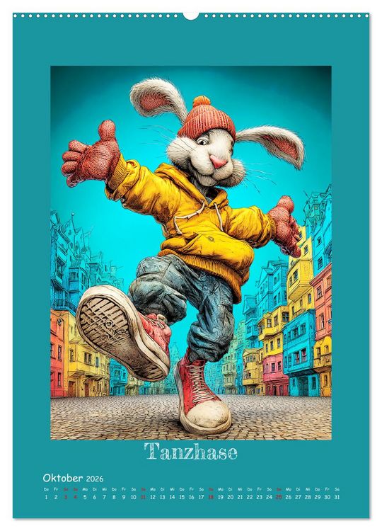 Produktbild: Urban Rabbits. Coole Stadthasen mit Charakter (hochwertiger Premium Wandkalender 2026 DIN A2 hoch), Kunstdruck in Hochglanz