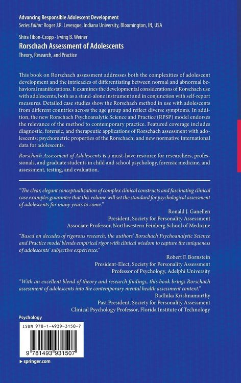 Produktbild: Rorschach Assessment of Adolescents