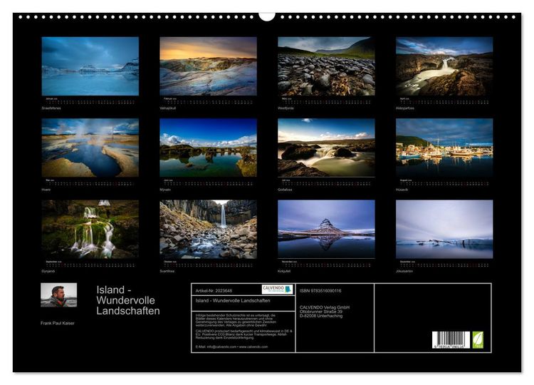 Produktbild: Island - Wundervolle Landschaften (Wandkalender 2026 DIN A2 quer), CALVENDO Monatskalender