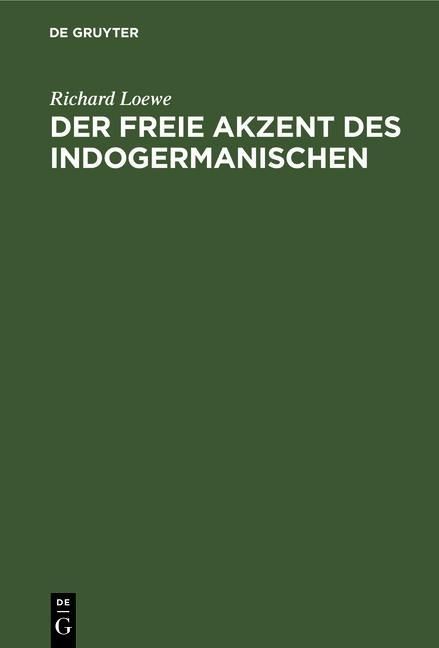 Produktbild: Der freie Akzent des Indogermanischen