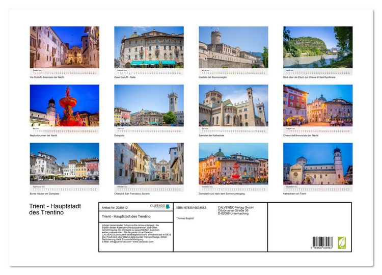Produktbild: Trient - Hauptstadt des Trentino (Wandkalender 2026 DIN A2 quer), CALVENDO Monatskalender
