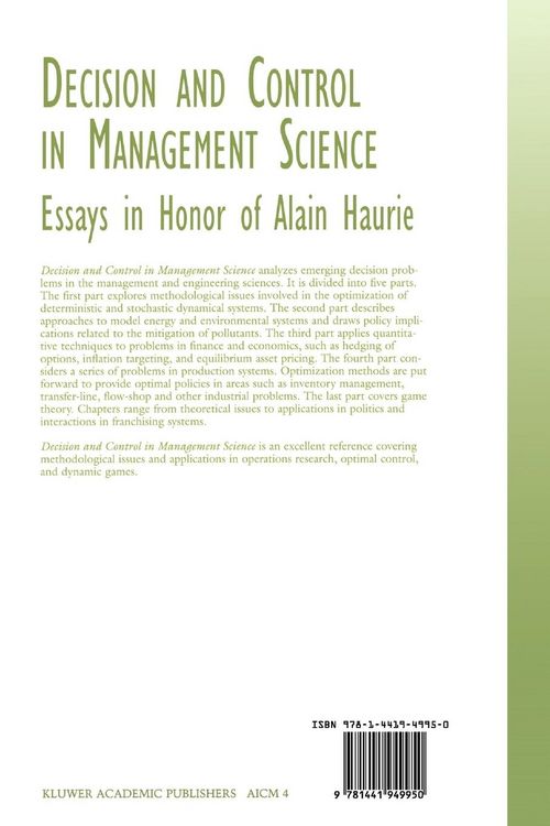 Produktbild: Decision & Control in Management Science