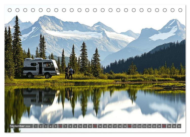 Produktbild: Abenteuer Wildcamping - Mit dem Camper um die Welt (Tischkalender 2026 DIN A5 quer), CALVENDO Monatskalender