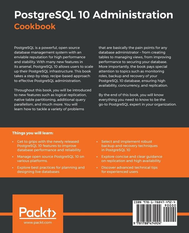 Produktbild: PostgreSQL 10 Administration Cookbook - Fourth Edition