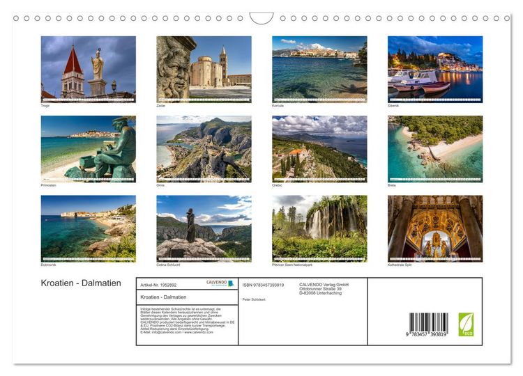 Produktbild: Kroatien - Dalmatien (Wandkalender 2026 DIN A3 quer), CALVENDO Monatskalender