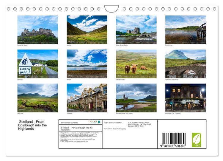Produktbild: Scotland - From Edinburgh into the Highlands (Wall Calendar 2026 DIN A4 landscape), CALVENDO 12 Month Wall Calendar