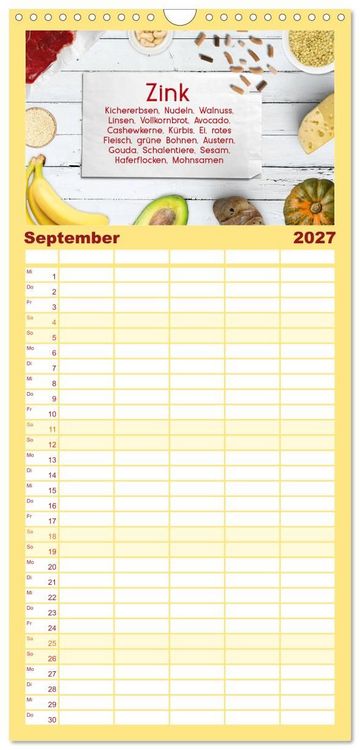 Produktbild: Familienplaner 2027 - Vitalstoffe - fit essen mit 5 Spalten (Wandkalender, 21 x 45 cm) CALVENDO