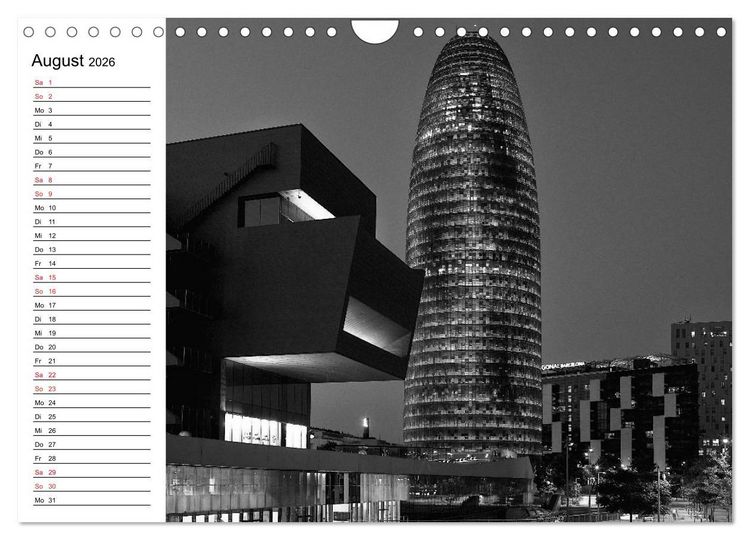 Produktbild: Barcelona Schwarz / Wei&szlig; Impressionen (Wandkalender 2026 DIN A4 quer), CALVENDO Monatskalender