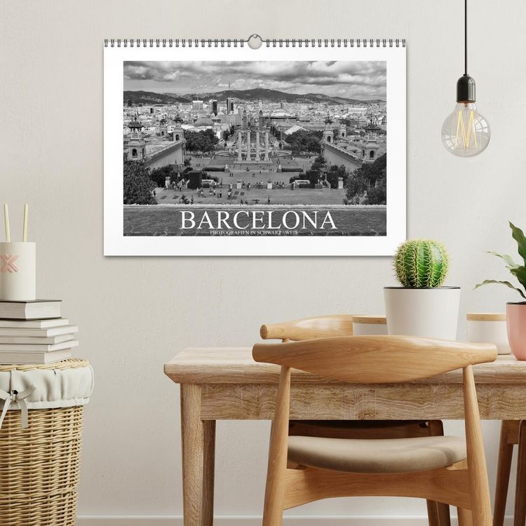 Produktbild: Barcelona Photografien in Schwarz / Wei&szlig; (Wandkalender 2026 DIN A3 quer), CALVENDO Monatskalender