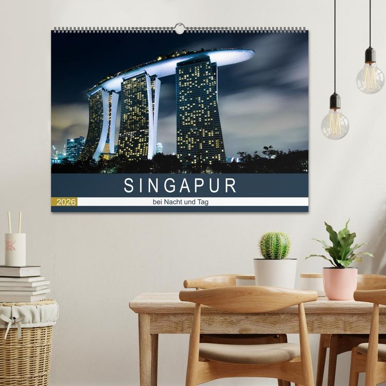 Produktbild: Singapur bei Nacht und Tag (Wandkalender 2026 DIN A2 quer), CALVENDO Monatskalender