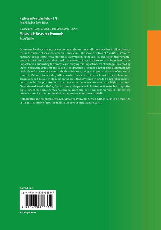 Produktbild: Metastasis Research Protocols