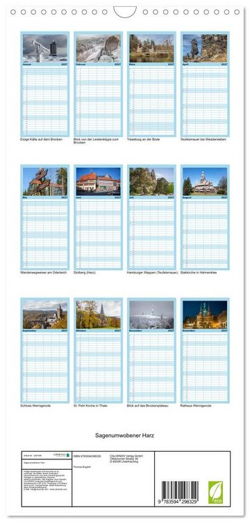 Produktbild: Familienplaner 2027 - Sagenumwobener Harz mit 5 Spalten (Wandkalender, 21 x 45 cm) CALVENDO