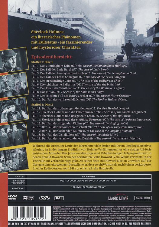 Produktbild: Sherlock Holmes St. 1.1 - Die klassische TV-Serie [2 DVDs]