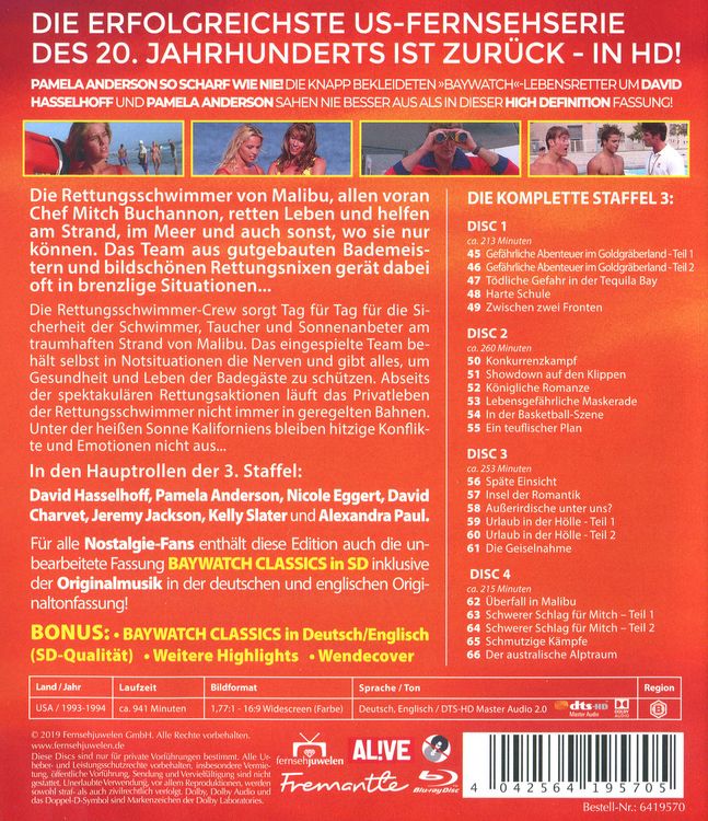 Produktbild: Baywatch HD - Staffel 3 (Fernsehjuwelen) [4 BRs]