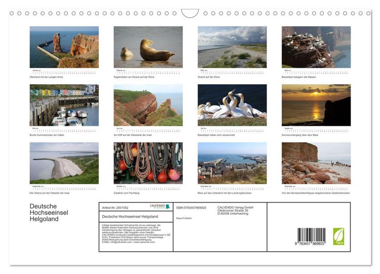 Produktbild: Deutsche Hochseeinsel Helgoland (Wandkalender 2026 DIN A3 quer), CALVENDO Monatskalender