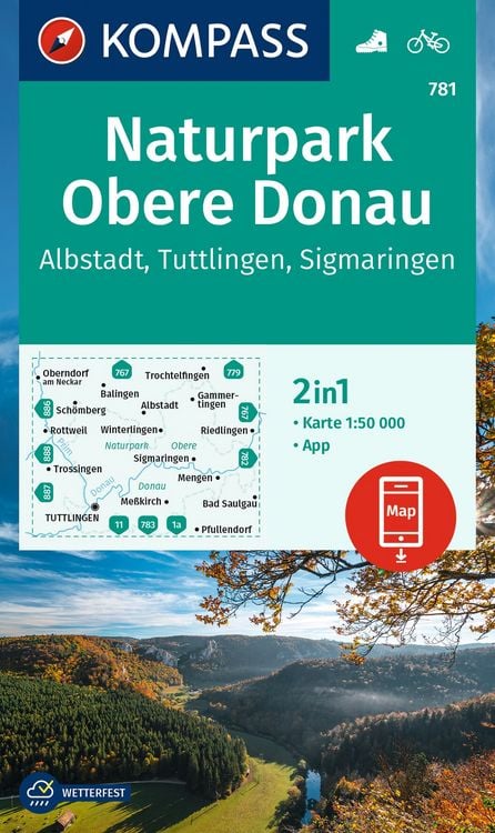 Produktbild: KOMPASS Wanderkarte 781 Naturpark Obere Donau - Albstadt - Tuttlingen - Sigmaringen 1:50.000