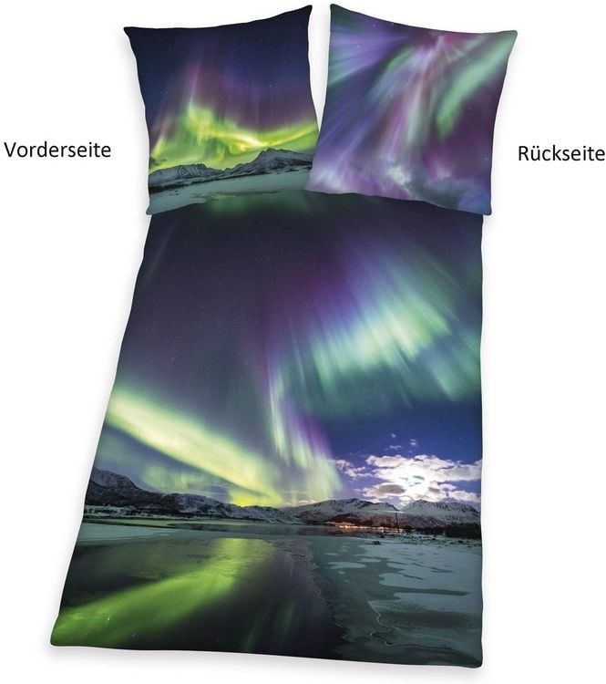 Produktbild: Herding 4459257050 - Young Collection, Polarlicht, Bettw&auml;sche-Set, Cotton, Mehrfarbig, 80 x 80 cm, 135 x 200 cm