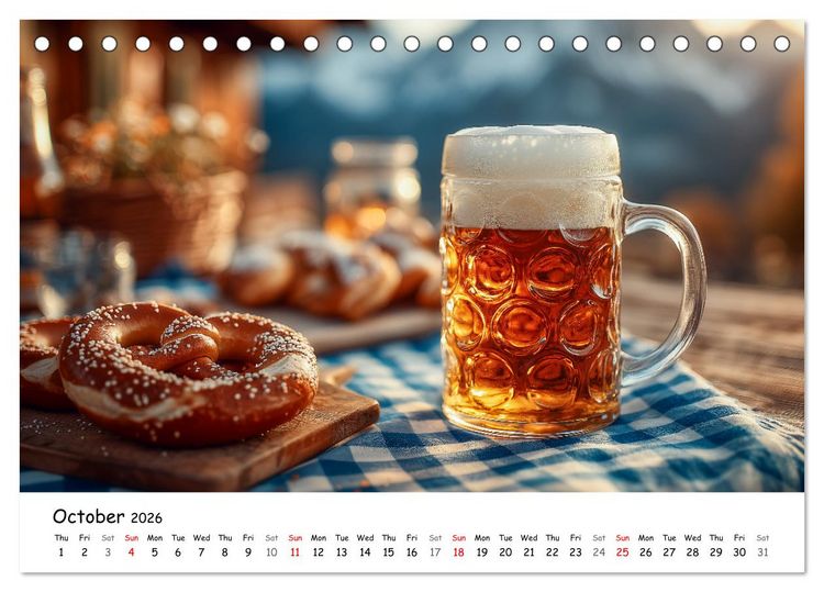 Produktbild: A Year of Beer - Bavarian Brews and Scenic Views (Desk Calendar 2026 DIN A5 landscape), CALVENDO 12 Month DeskCalendar