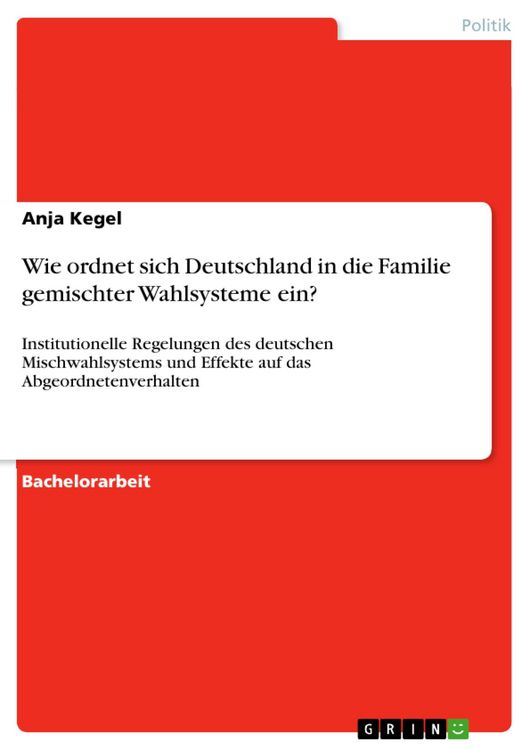 Produktbild: Wie ordnet sich Deutschland in die Familie gemischter Wahlsysteme ein?