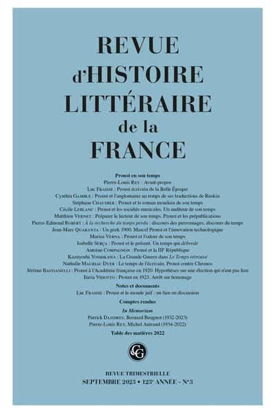 Produktbild: Revue d'histoire litt&eacute;raire de la France 2023/3 Proust en son temps