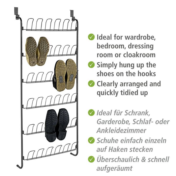Produktbild: T&uuml;rregal f&uuml;r Schuhe Schwarz, f&uuml;r 18 Paar
