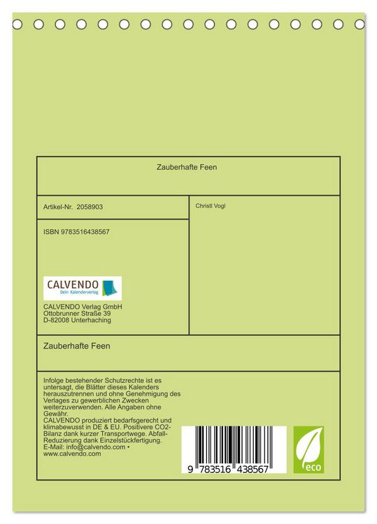 Produktbild: Zauberhafte Feen (Tischkalender 2026 DIN A5 hoch), CALVENDO Monatskalender