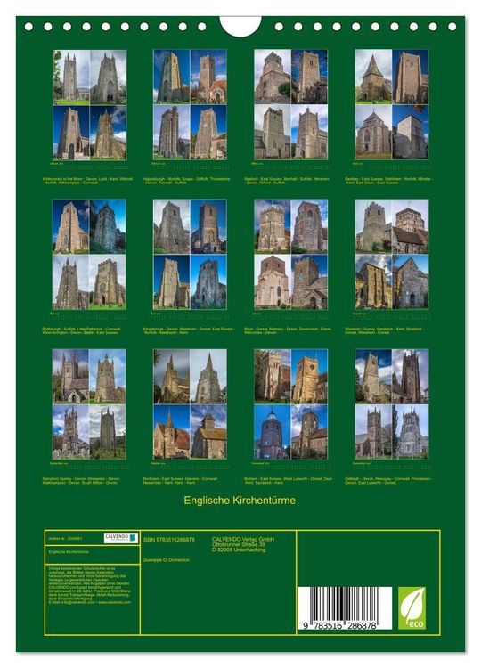 Produktbild: Englische Kirchent&uuml;rme (Wandkalender 2026 DIN A4 hoch), CALVENDO Monatskalender