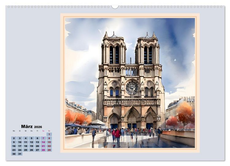 Produktbild: KI spaziert durch Paris (hochwertiger Premium Wandkalender 2026 DIN A2 quer), Kunstdruck in Hochglanz