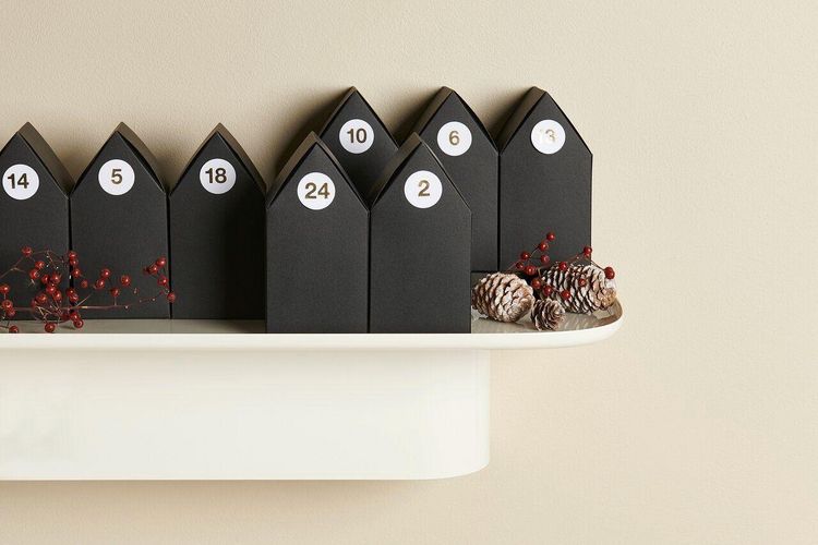 Produktbild: Adventskalender Papph&auml;user, 24 Stk., 15x7,5x7,5cm, MIX