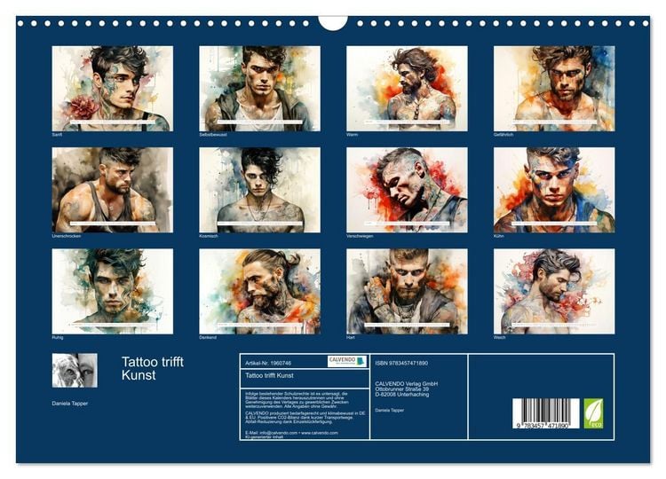 Produktbild: Tattoo trifft Kunst (Wandkalender 2026 DIN A3 quer), CALVENDO Monatskalender